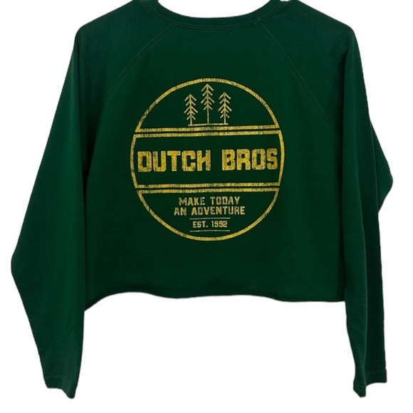 Dutch bros GREEN Cropped Crewneck ‘MAKE TODAY AN ADVENTURE’ MEDIUM EST. 1… - Picture 3 of 6
